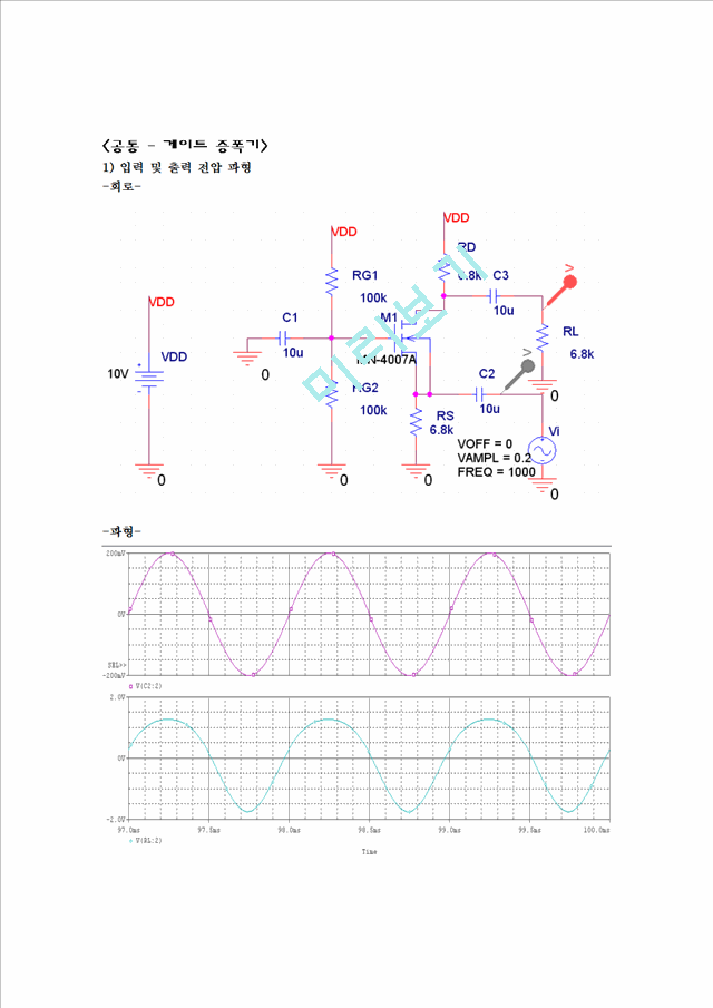 [자연과학] [전자회로실험] NMOS 증폭기 결과.hwp